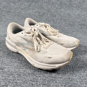 Brooks Womens Size 9 Adrenaline Gts 23 Sneakers White Silver Running Lace Up